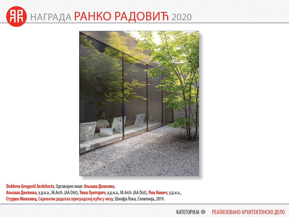 Nagrada; Ranko; Radović; 2020; arhitektonsko; delo